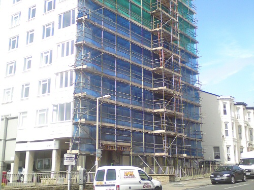 Apex scaffolding erected to 10 storey building, Blackpool