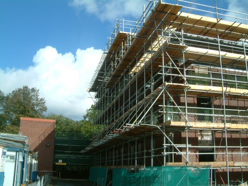 Access scafolding to office block near Bury